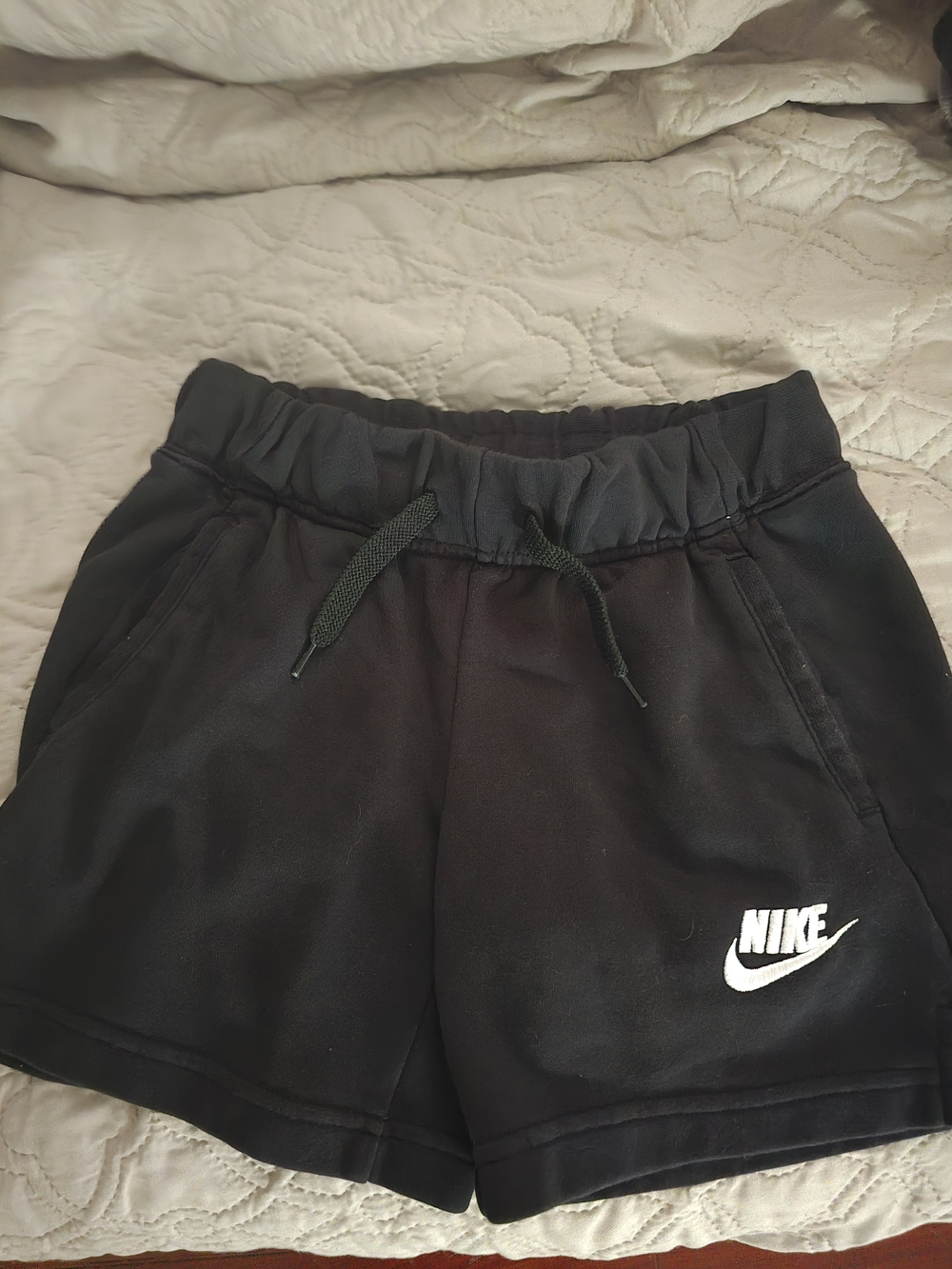 Nike Black Kids Athletic Shorts with White Swoosh
